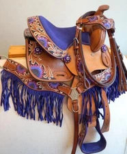 12" Pony Mini FLORAL PURPLE Trail Barrel Pleasure Saddle Youth Option of HSBP