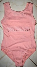 FREESTYLE by DANSKIN - PINK MED EMBELLISHED CHROME STUDS -SLEEVELESS LEOTARD