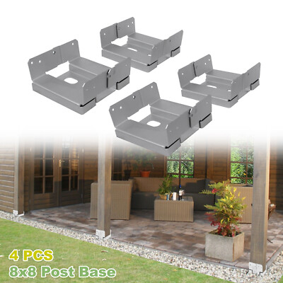 4Pcs 8x8 Concrete Deck Post Anchor Base Adjustable Metal Post Bracket Post Base