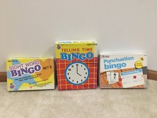 Lot of 3 Bingo Games Sight Words Telling Time Punctuation Gently Used