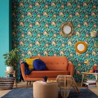 Vliestapete Floral Tropen BläTter Blume Petrol TüRkis Orange 10390-19 (3,10€/1Qm