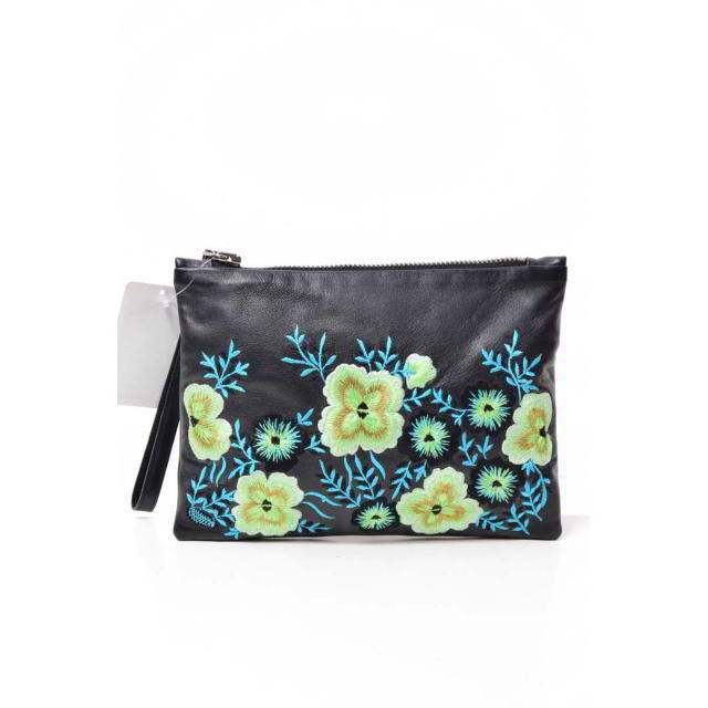 Christopher Kane flower embroidered leather pouch Used CYHE