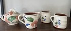 Lot JOHN FRANTZ Studio Art Red Pottery Sugar Jar Creamer 2 Mugs Signed Abstract