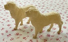 Vintage Pair of Cute Celluloid St. Bernard Dogs Toys  Blow-Molded  EUC