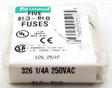 Pack of 5 Littelfuse 1/4A  250V 250mA  1/4" x 1-1/4" Slow Blow Ceramic Fuses