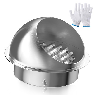 4 Inch Wall Vent Cover Dryer Vent Cover Outside with Screen Mesh Stainless St...