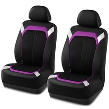 Car Seat Cover   Silver  Purple Leather with Breathable Front Purple Front