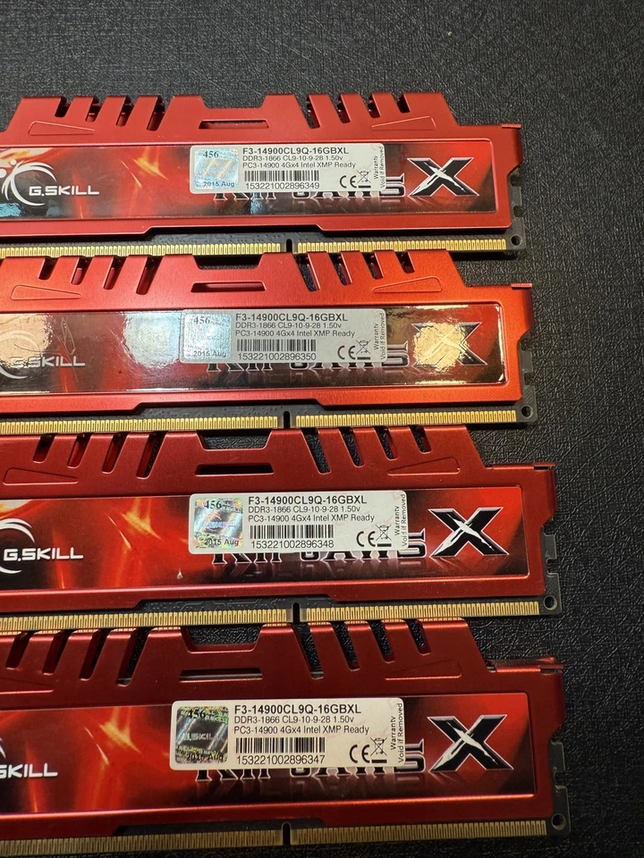 16GB (4x4GB) G.SKILL RIP JAWS  V F3-14900L9Q  DDR3-1866 4Gx4 Desktop Memory - Image 2 of 4