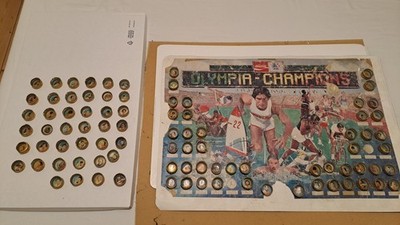 88 Knibbelbilder Coca Cola 1984 Olympia Champions + Poster - Cola, Fanta, Sprite