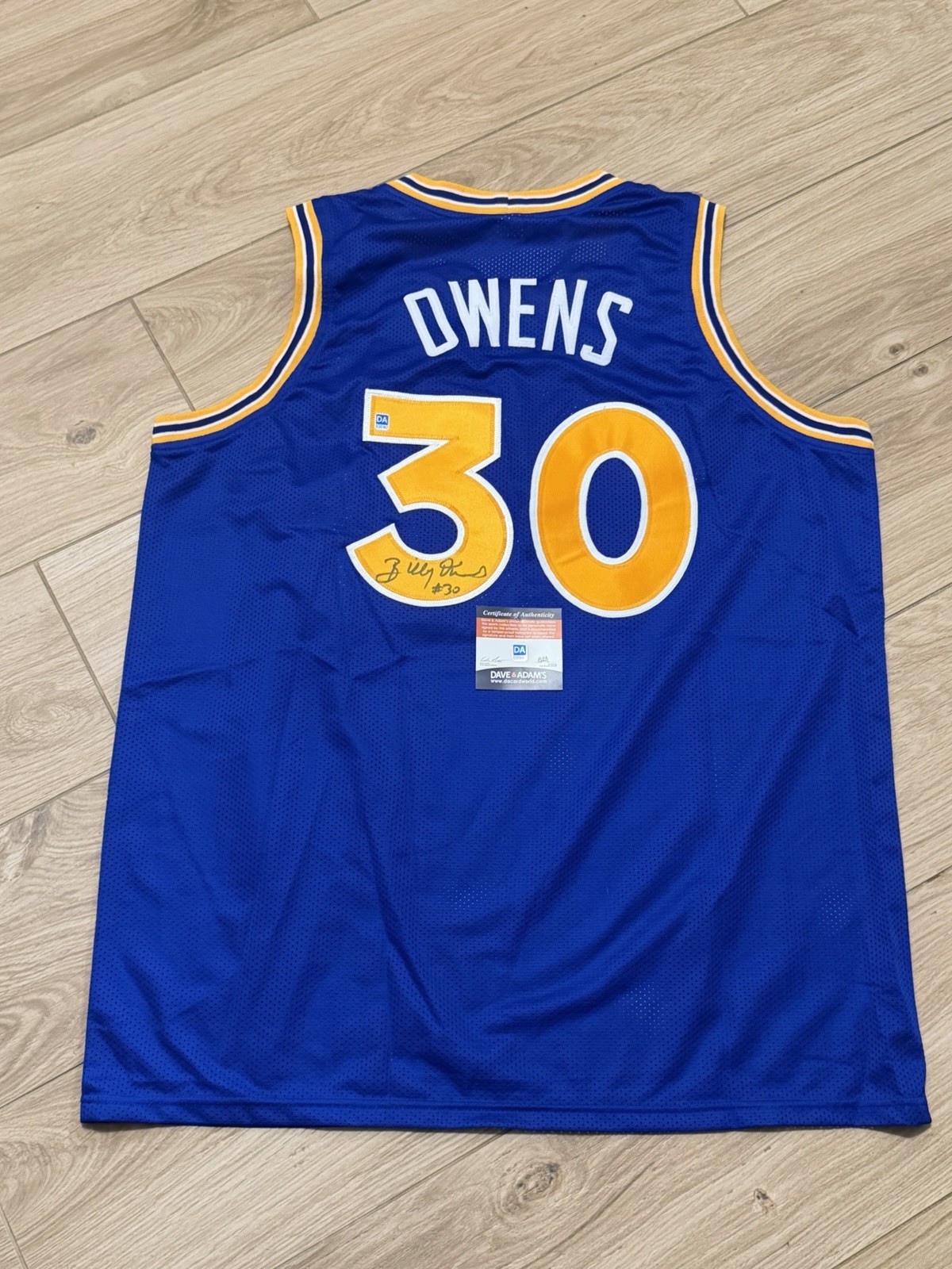 Billy Owens Signed Custom Golden State Warriors Jersey Dave & Adams COA