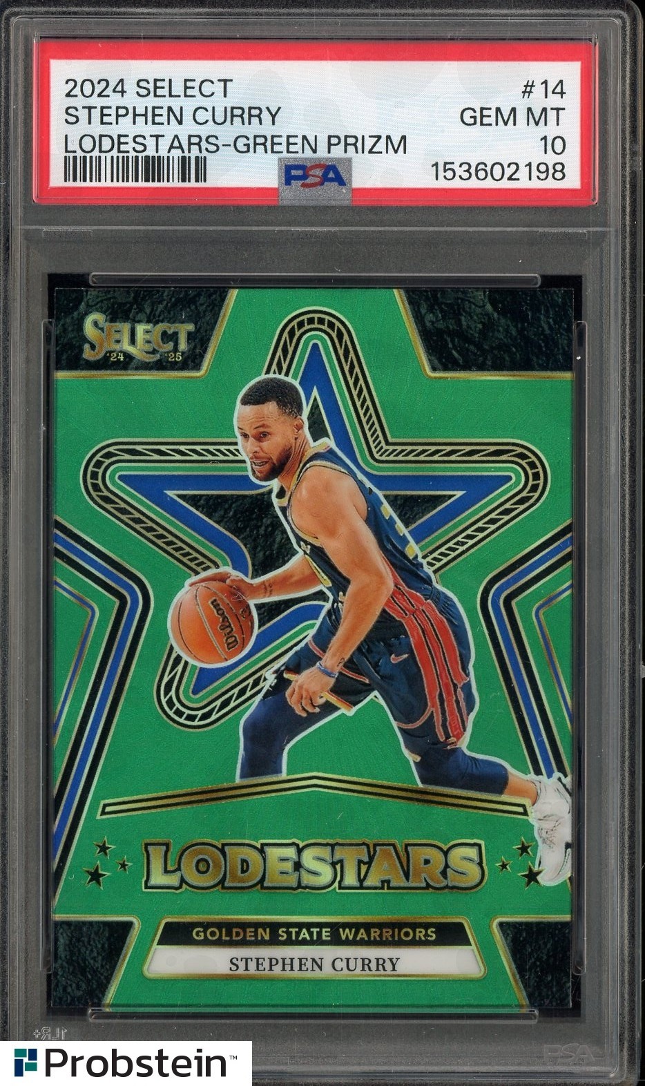 2024-25 Select Lodestars Green Prizm #14 Stephen Curry Warriors PSA 10 GEM MINT