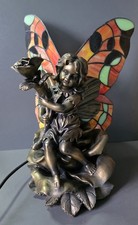 Vintage Tiffany style Widdop Bingham Decorative Fairy Figurine Lamp 12" Tall