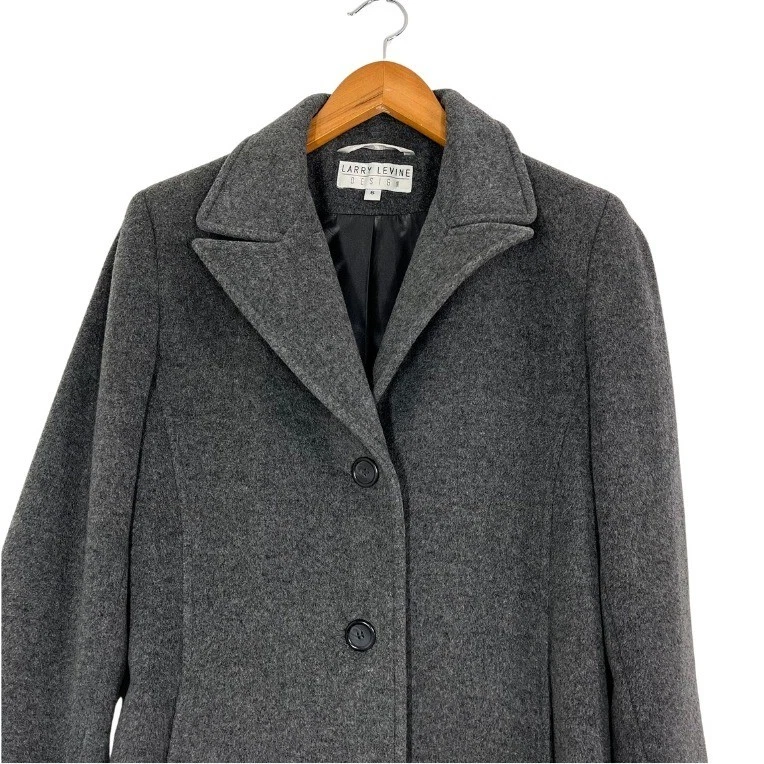 Abrigo de invierno largo gris 6 gris Larry Levine vintage de lana y cachemir para mujer Y2K Foto 3 de 4