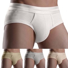 Men Breathable Low Waist Underwear Comfortable Cotton Blend Solid Briefs