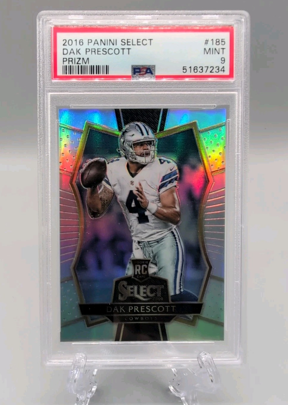 DAK PRESCOTT ROOKIE 2016 Panini Select #185 SILVER Prizm PSA 9