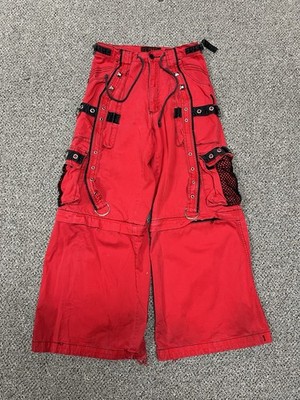 Tripp NYC Y2K Baggy Bondage Red Pants XS Convertible Grunge Punk Rocker Festival