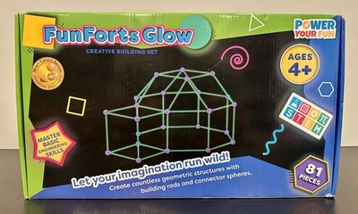Fun Forts Glow Creative Building Set for Kids - Glow in the Dark (81 Pieces)