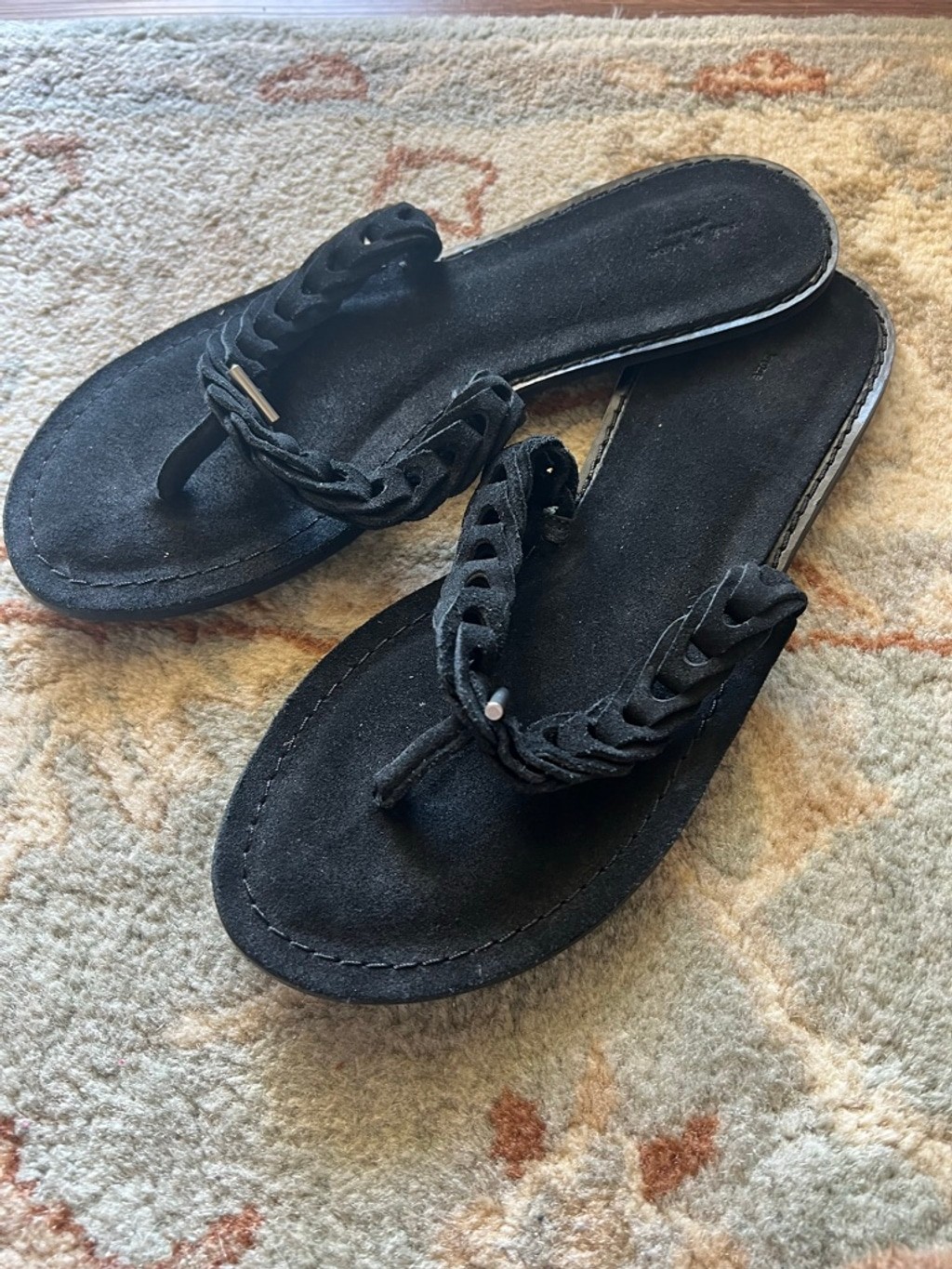 NWT Rag & Bone Melrose Black Suede Braided Thong Sandals Size 9.5 Sold Out Style image 6