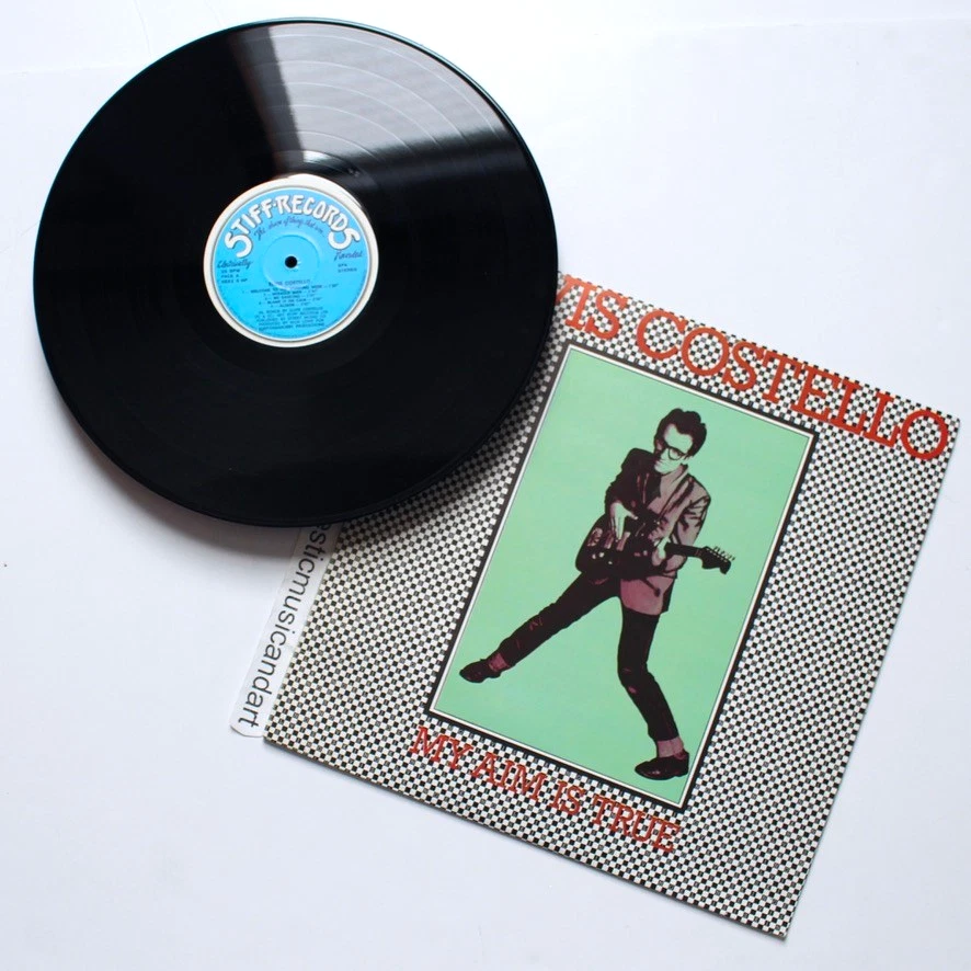 RARE GREEN COVER ORIGINAL 1977 ELVIS COSTELLO AIM VINYL LP EX RARE - Image 3 of 4
