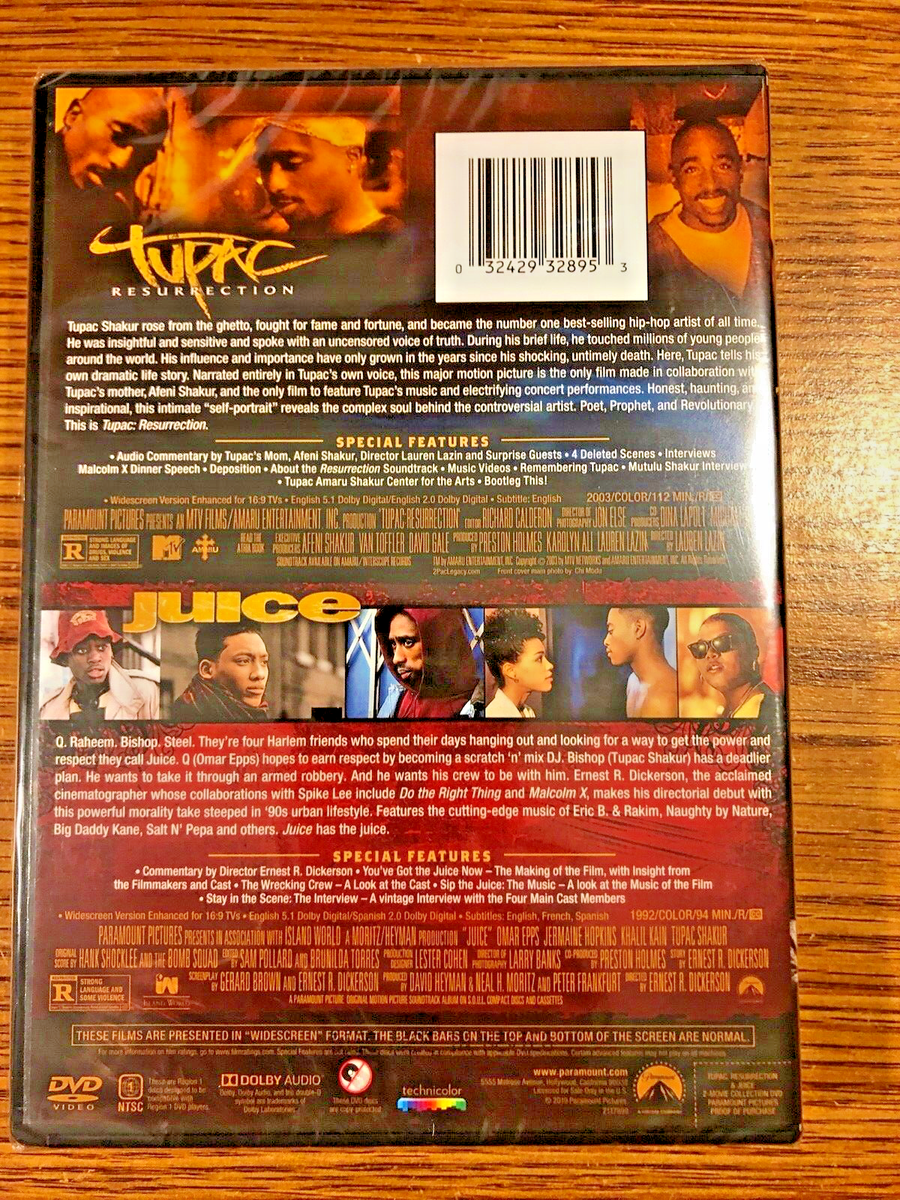 Tupac 2-Movie Collection Resurrection + Juice DVD 2Pac Shakur Omar