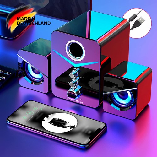 Kompaktowy głośnik stereo LED do komputera PC Laptop TV Desktop Boxes USB AUX - Zdjęcie 3 z 23