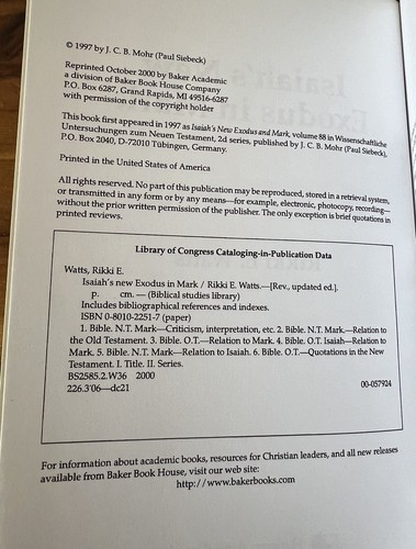Isaiah’s New Exodus In Mark (Biblical Studies Library)By Rikki E. Watts - Picture 7 of 7