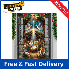 Nativity Christmas Door Covers For Front Doors Decoration Religious Holy Night