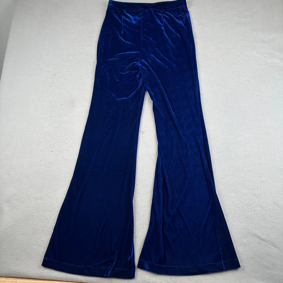 Pantalones acampanados A. Calin Flying Tomate Terciopelo Campana Parte inferior Mujer Pequeños Azul Hippie Foto 2 de 4