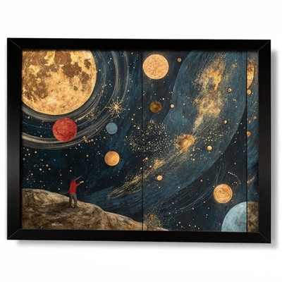 Mondgalaxie Mond und Planeten Wand Himmelslandschaft 1 Kunstdruck Poster Deko
