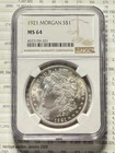 1921  Morgan Dollar NGC MS64 Philadelphia Minted Silver Dollar No Reserve