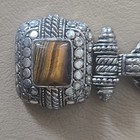 Vintage Silver Tone Tigers eye Pendant Necklace & Earrings Set 16" — photo 10