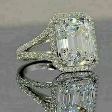 2.50Ct Emerald Lab-Created Diamond Engagement Wedding Ring 14K White Gold Finish
