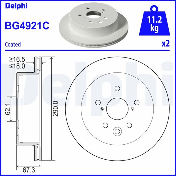 2X Bremsscheibe Delphi BG4921C FüR Lexus IS 3 200T ASE30 250 GSE30_ GSE30R 300-image