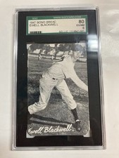 Sgc 6 1947 Bond bread clipped corners white back Ewell Blackwell