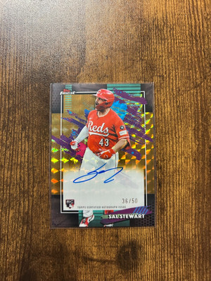 2026 Topps Finest Sal Stewart Rookie Card Autograph Gold Geometric Refractor /50