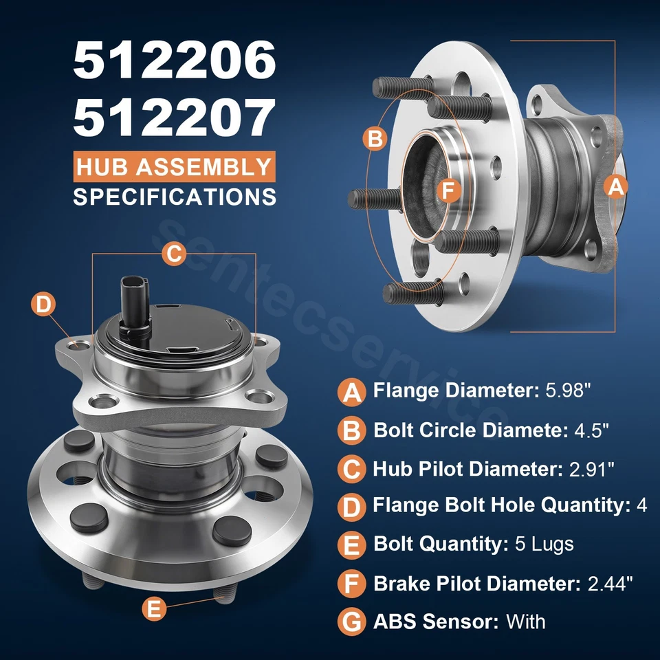 Rear Wheel Bearing Hub for 2002-2012 Lexus ES350 Toyota Camry Solara Avalon V6 Foto 3 de 4
