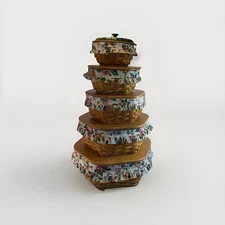 LONGABERGER GENERATIONS BASKETS WOOD LIDS Splendor LINERS PROTECTORS  SET OF 5