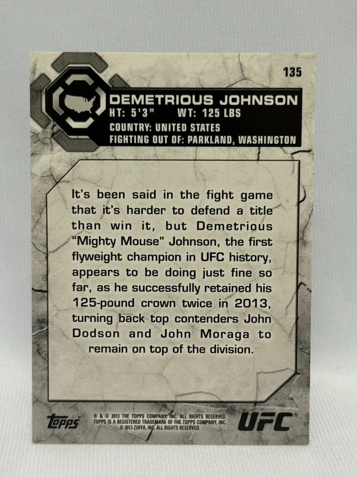 2013 Topps UFC Bloodlines Demetrious Johnson #135 BLACK 08/25 - Image 2 of 2