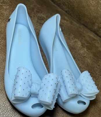 Mini Melissa Ultragirl Sweet XI BB Mary Jane Dress Shoes Blue/SilverDot Bow US 1