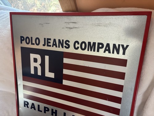 Vtg LARGE RALPH LAUREN POLO JEANS COMPANY RL FLAG GALVANIZED METAL STORE SIGN - Picture 3 of 9