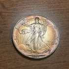 1991 $1 American Silver Eagle 1 oz 999 Rainbow Toning Gem Uncirculated