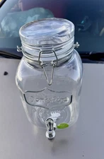 Yorkshire Beverage Dispenser 1 Gallon Clear Glass Jar with Spigot & Clamp Lid