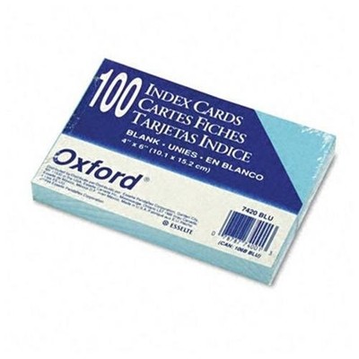 Esselte Printable Index Card - 4'' X 6'' - 100 / Pack - Blue (7420BLU)