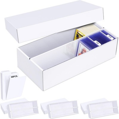 Leyzan Trading Card Storage Box 4 Pack 1600 Count Cardboard Organizer with Divid
