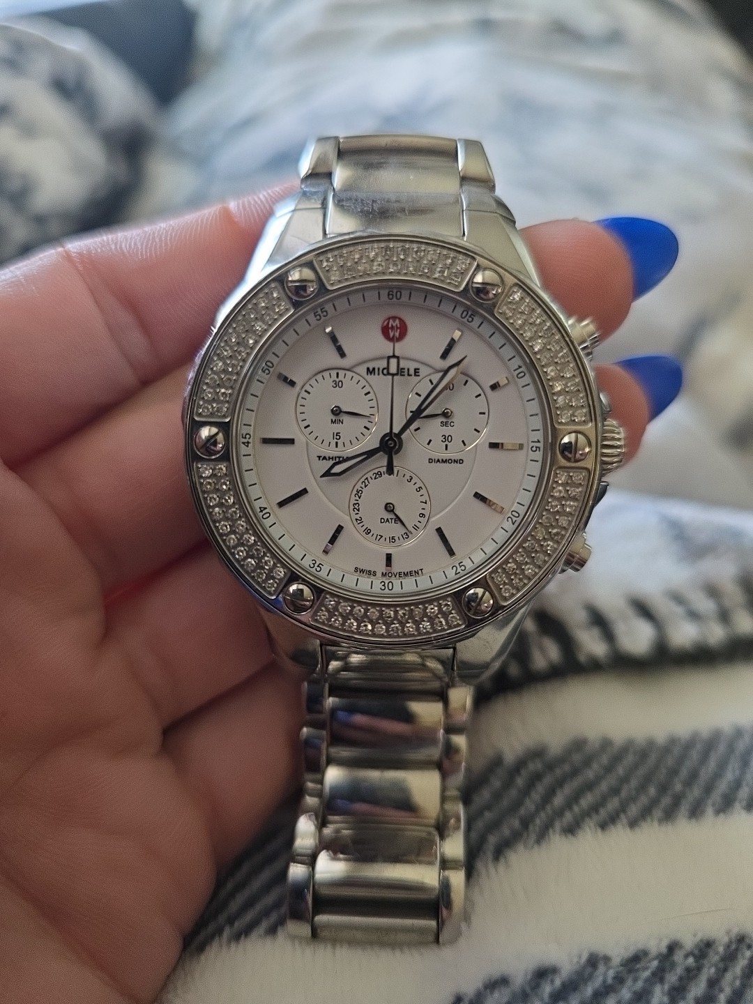 Unique Michele Tahitian Diamond 0.65ct Ladies Watch