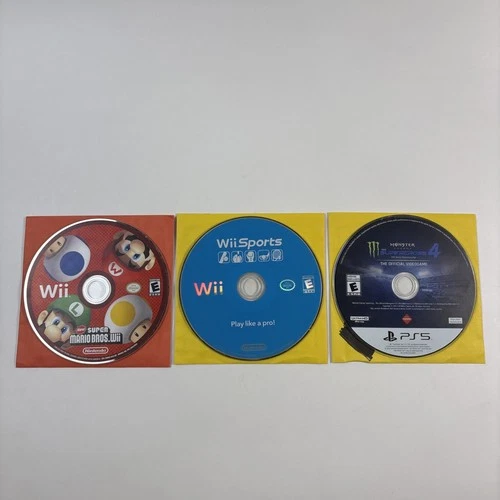 3 Games- SCRATCHES For Resurfacing - Wii Sports, Super Mario, PS5 Supercross 4