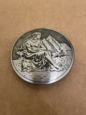 Vintage C.H. Hanson Co Chicago IL Paper Weight, Etched Metal, 3.5" Diameter RARE