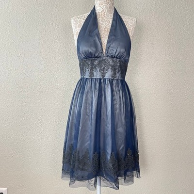 Adrianna Papell Y2K Halter Beaded Dress Whimsigoth Wedding Guest Petite 6P  | eBay
