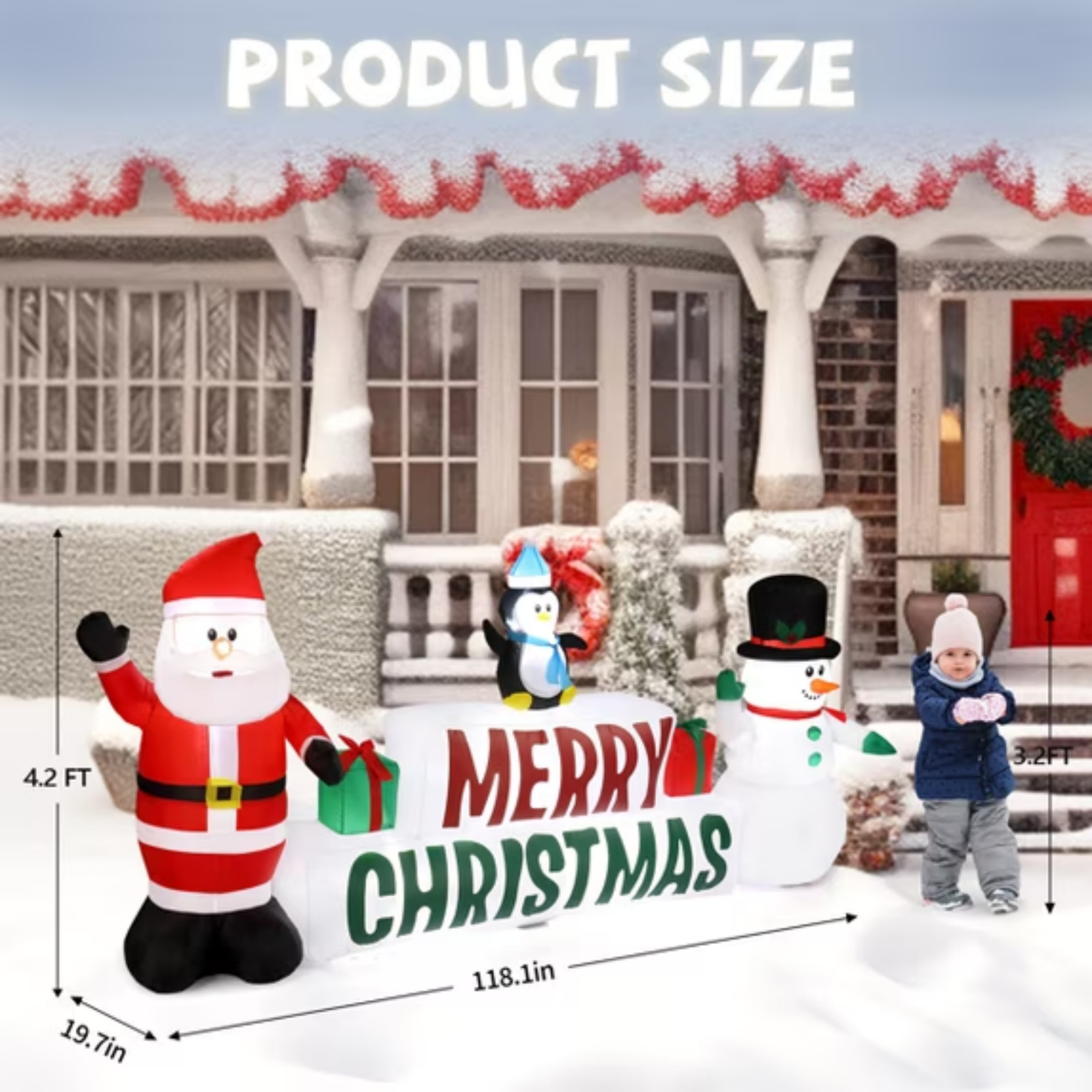 Santa Tree Snowman Inflatable 9.8 Ft Wide Lighted Santa Snowman Christmas Inflatable | eBay