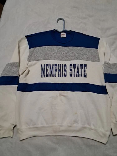 SUPREME Vintage Memphis State Tigers XL NCAA Crewneck Sweatshirt White Blue Gray See Pic